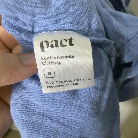 Pact Coastal Double Gauze Throw & Go Dress Blue Medium Organic Cotton - Picture 5 of 9